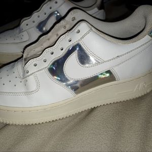 White & iredesant Nike Air Force 1 Low - size 8.5